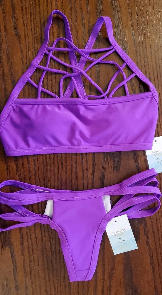 Purple strappy bikini